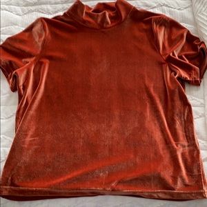 Madewell red Velvet mock neck shirt